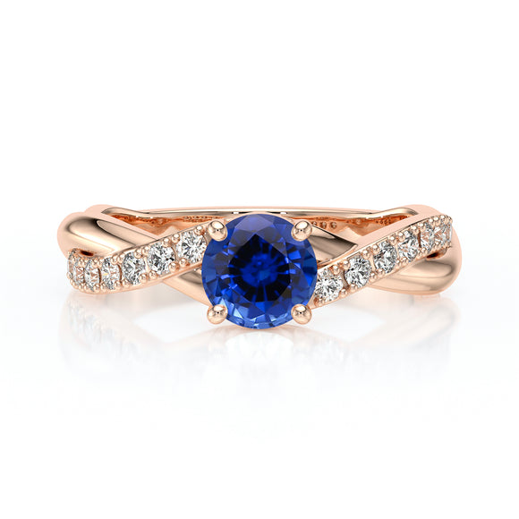 Solitaire accompagné saphir diamant Fou de toi - 3