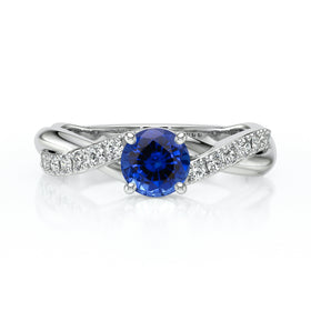 Solitaire accompagné saphir diamant Fou de toi - 3