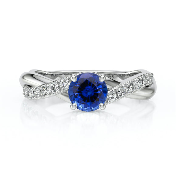 Solitaire accompagné saphir diamant Fou de toi - 3