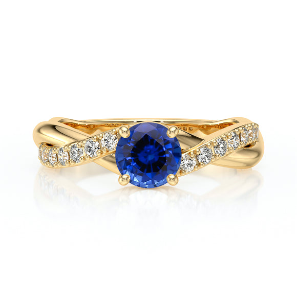 Solitaire accompagné saphir diamant Fou de toi - 3
