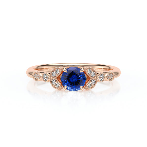 Solitaire accompagné saphir diamant Fou de toi - 4