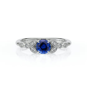 Solitaire accompagné saphir diamant Fou de toi - 4