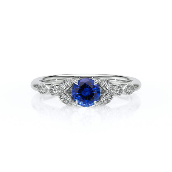 Solitaire accompagné saphir diamant Fou de toi - 4