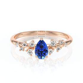 Solitaire accompagné saphir et diamant Pluie d'étoiles - 10