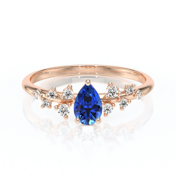 Solitaire accompagné saphir et diamant Pluie d'étoiles - 10