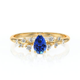 Solitaire accompagné saphir et diamant Pluie d'étoiles - 10