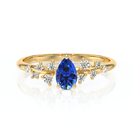 Solitaire accompagné saphir et diamant Pluie d'étoiles - 10