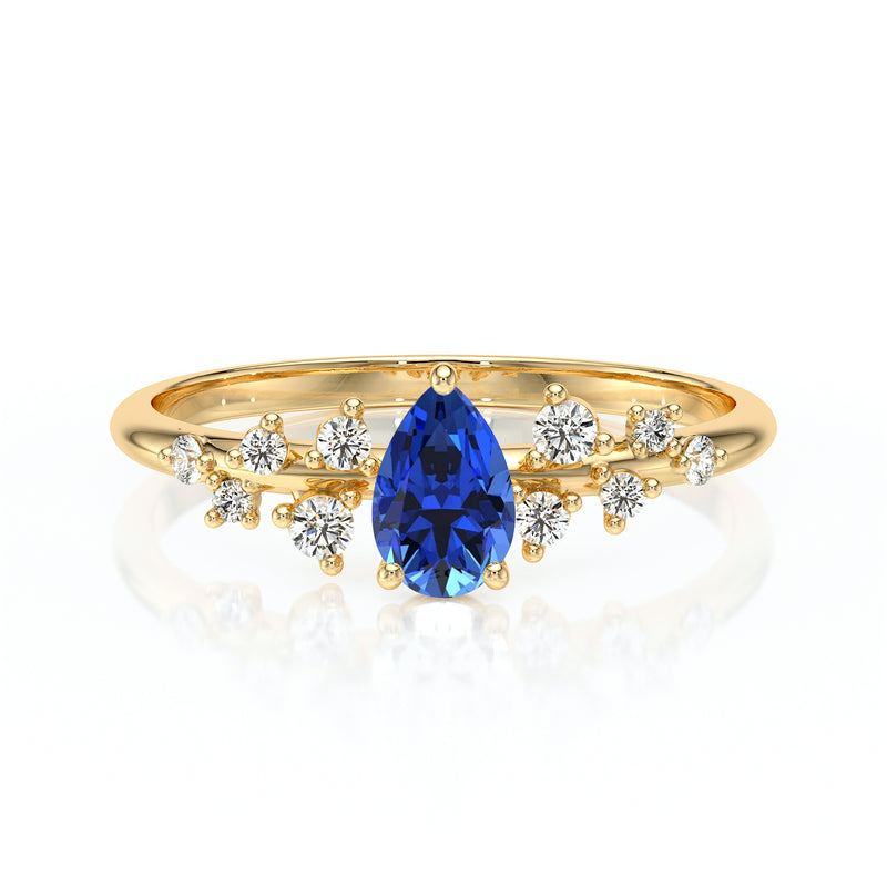 Solitaire accompagné saphir et diamant Pluie d'étoiles - 10