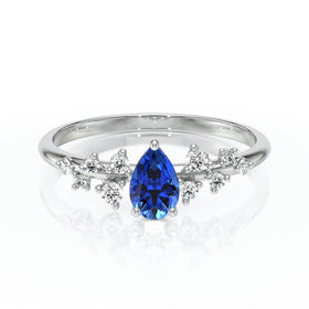 Solitaire accompagné saphir et diamant Pluie d'étoiles - 10