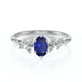 Solitaire accompagné saphir et diamant Pluie d'étoiles - 11