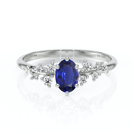 Solitaire accompagné saphir et diamant Pluie d'étoiles - 11