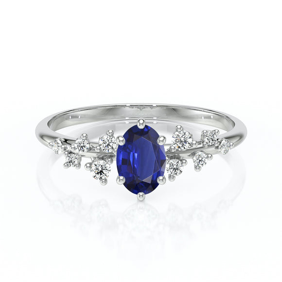 Solitaire accompagné saphir et diamant Pluie d'étoiles - 11