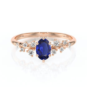 Solitaire accompagné saphir et diamant Pluie d'étoiles - 11