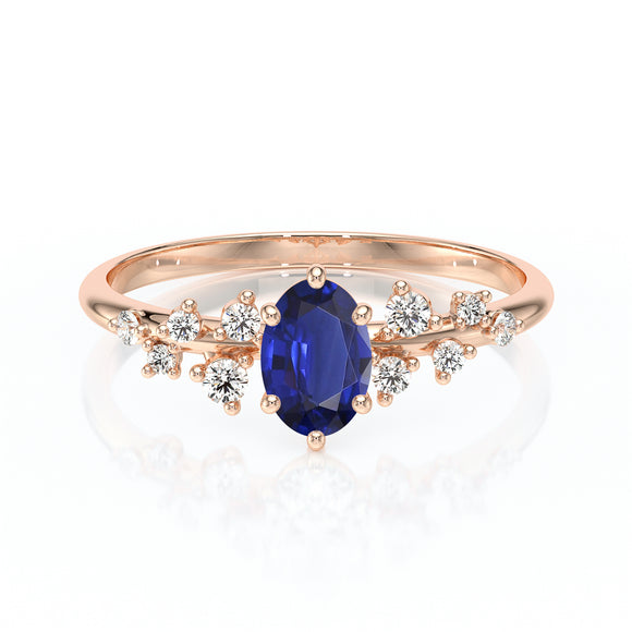 Solitaire accompagné saphir et diamant Pluie d'étoiles - 11