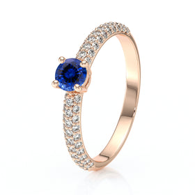 Solitaire accompagné saphir et diamant Pluie d'étoiles - 14