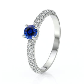 Solitaire accompagné saphir et diamant Pluie d'étoiles - 14