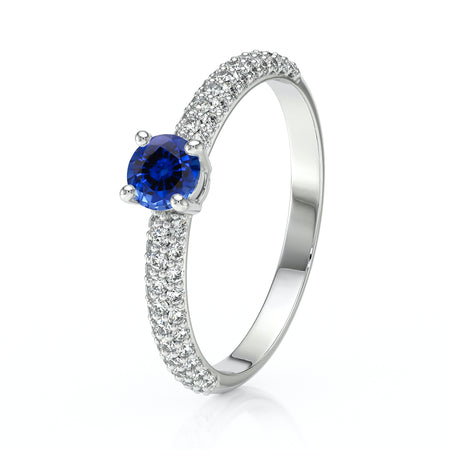 Solitaire accompagné saphir et diamant Pluie d'étoiles - 14