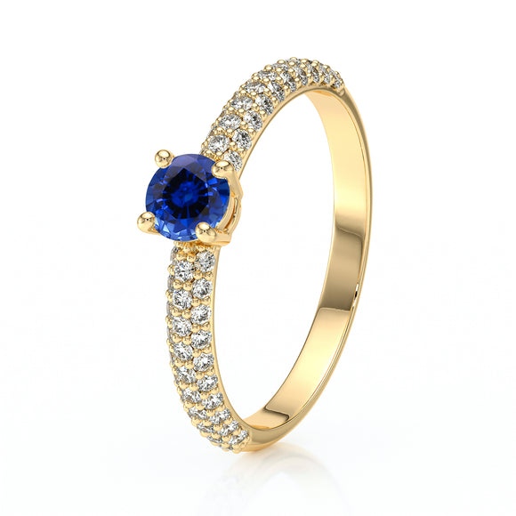 Solitaire accompagné saphir et diamant Pluie d'étoiles - 14