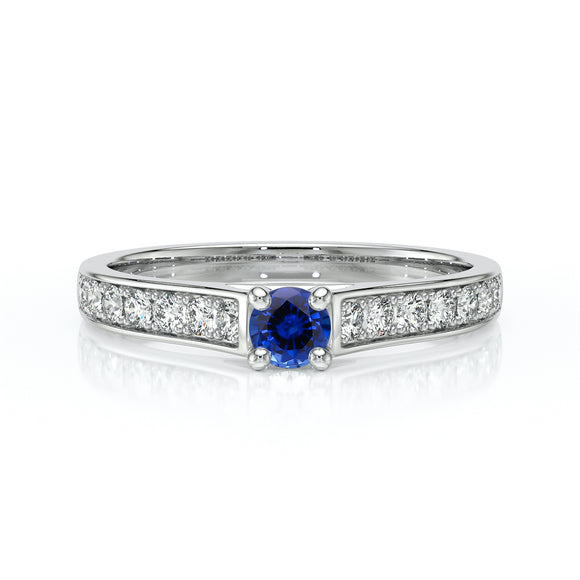 Solitaire accompagné saphir et diamant Pluie d’étoiles - 2