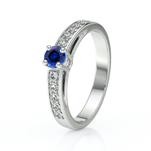 Solitaire accompagné saphir et diamant Pluie d’étoiles - 3