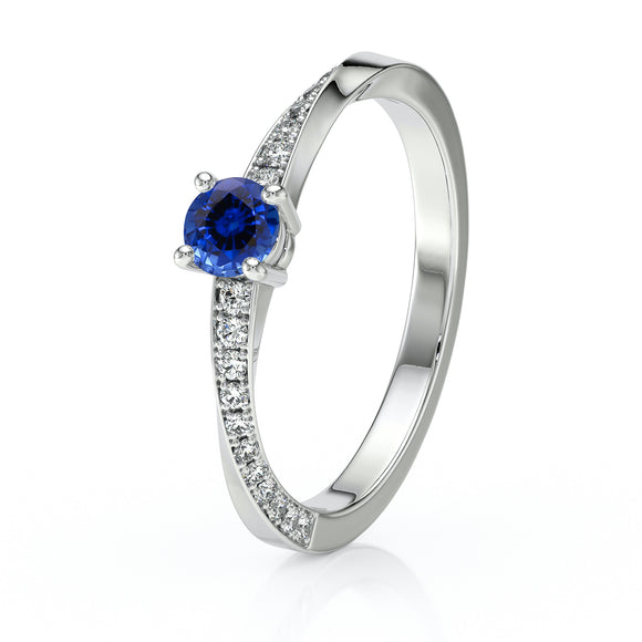 Solitaire accompagné saphir et diamant Pluie d’étoiles - 6