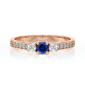 Solitaire accompagné saphir et diamant Pluie d’étoiles - 7