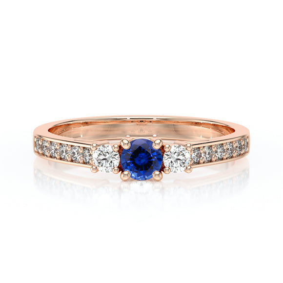 Solitaire accompagné saphir et diamant Pluie d’étoiles - 7