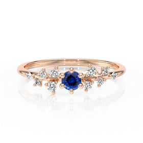 Solitaire accompagné saphir et diamant Pluie d’étoiles - 8