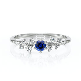 Solitaire accompagné saphir et diamant Pluie d’étoiles - 8