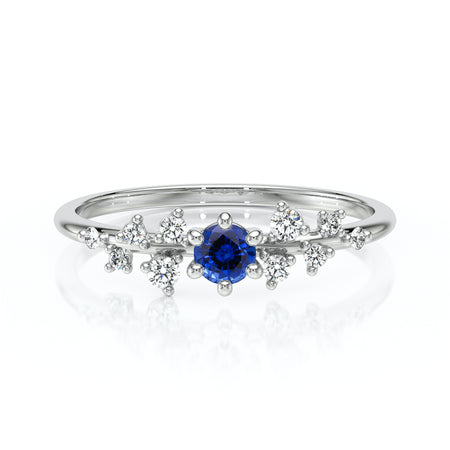 Solitaire accompagné saphir et diamant Pluie d’étoiles - 8