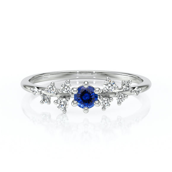 Solitaire accompagné saphir et diamant Pluie d’étoiles - 8