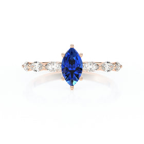 Solitaire accompagné saphir diamant Solstice - 1