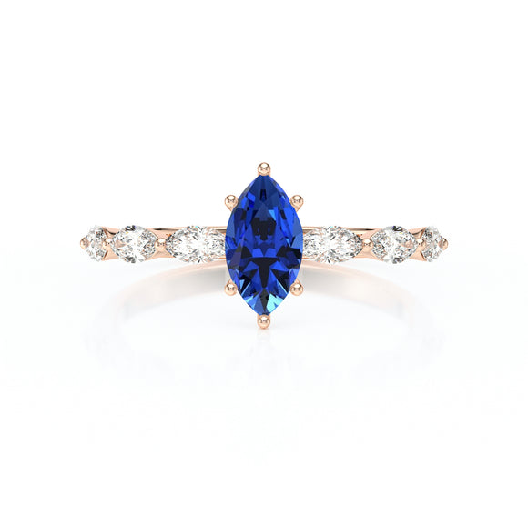 Solitaire accompagné saphir diamant Solstice - 1