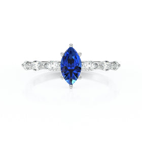 Solitaire accompagné saphir diamant Solstice - 1