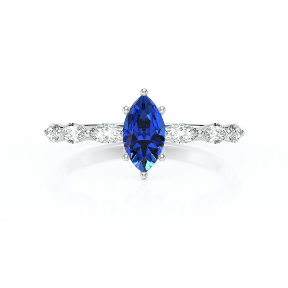Solitaire accompagné saphir diamant Solstice - 1