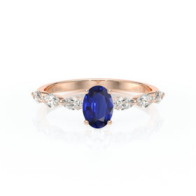Solitaire accompagné saphir diamant Solstice - 2