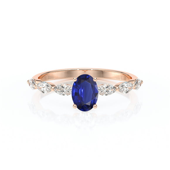 Solitaire accompagné saphir diamant Solstice - 2
