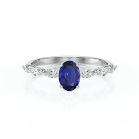Solitaire accompagné saphir diamant Solstice - 2