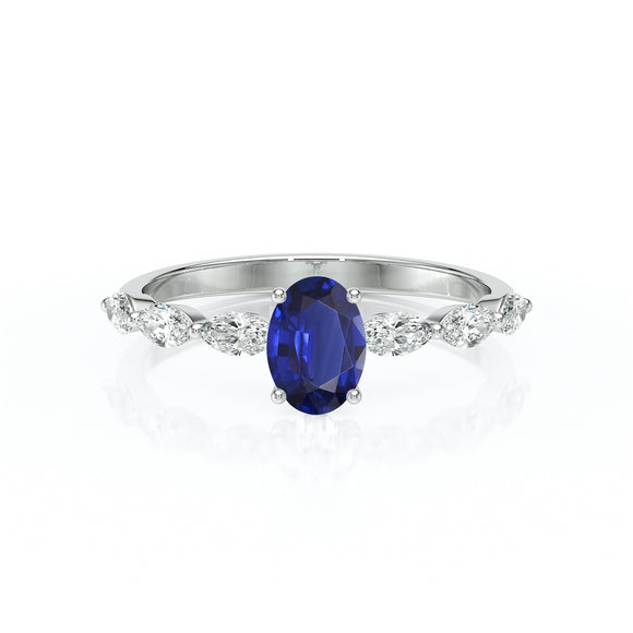 Solitaire accompagné saphir diamant Solstice - 2