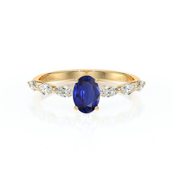 Solitaire accompagné saphir diamant Solstice - 2