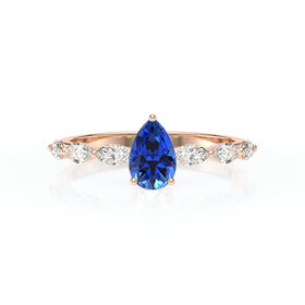 Solitaire accompagné saphir diamant Solstice - 3