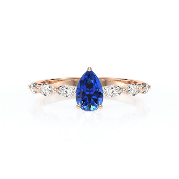 Solitaire accompagné saphir diamant Solstice - 3
