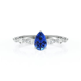 Solitaire accompagné saphir diamant Solstice - 3
