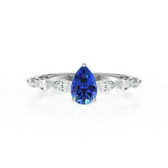 Solitaire accompagné saphir diamant Solstice - 3