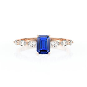 Solitaire accompagné saphir diamant Solstice - 4