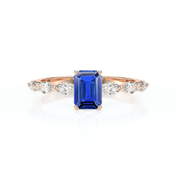 Solitaire accompagné saphir diamant Solstice - 4