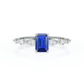 Solitaire accompagné saphir diamant Solstice - 4