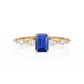 Solitaire accompagné saphir diamant Solstice - 4