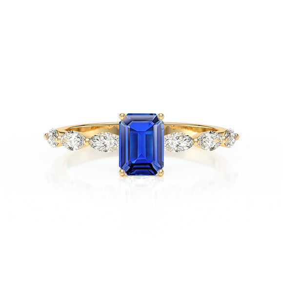 Solitaire accompagné saphir diamant Solstice - 4