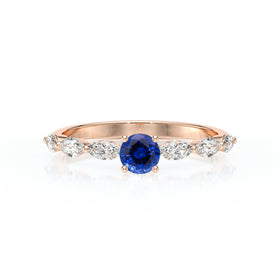 Solitaire accompagné saphir diamant Solstice - 5